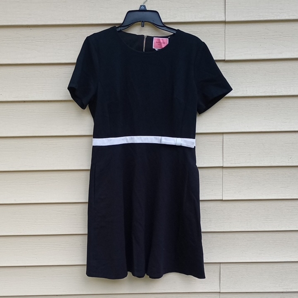 kate spade Black Mini Dress with White Waist Trim